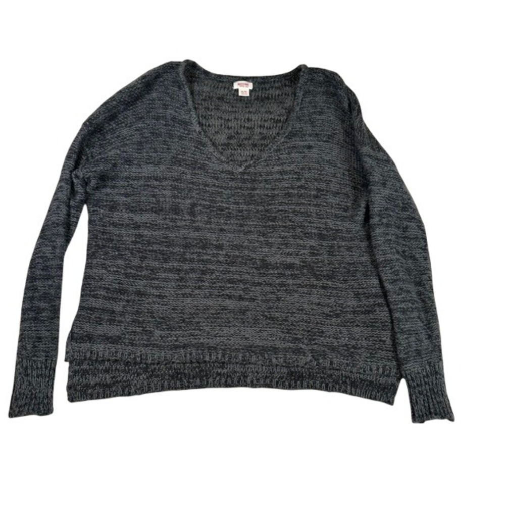 NWT Mossimo Women's Heather Black Soft Knit V-Neck‎ Pullover Sweater XL